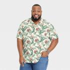 Men's Tall Printed Standard Fit Short Sleeve Button-down Shirt - Goodfellow & Co Forrest Green/tree