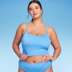Women's Ribbed Longline Bralette Bikini Top - Wild Fable Blue