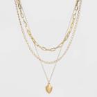 Multi-strand Shield Pendant Chain Necklace - A New Day Gold