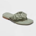 Women's Blossom Scrunched Flip Flop Sandals - A New Day Green