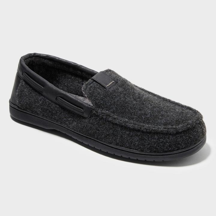 Dluxe By Dearfoams Women's Barnes Moccasin Deluxe By Dearfoams -charcoal Heather S (7-8), Black Gray
