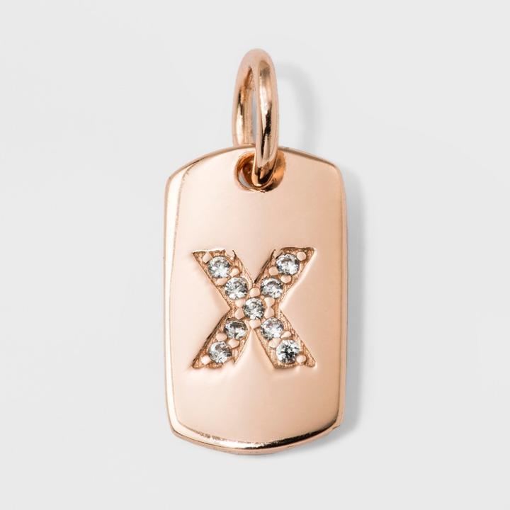 Sterling Silver Initial X Cubic Zirconia Pendant - A New Day Rose Gold, Rose Gold - X