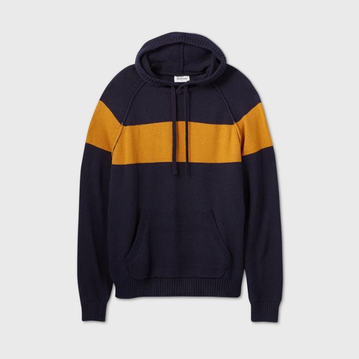 Men's Tall Striped Regular Fit Hooded Sweater - Goodfellow & Co Navy