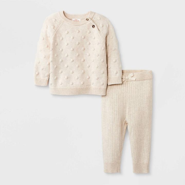 Baby Bobble Top & Bottom Set - Cat & Jack Cream Newborn, Ivory
