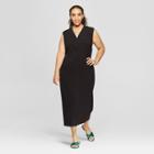 Women's Plus Size Sleeveless Button Knit Midi Dress - Who What Wear Black X