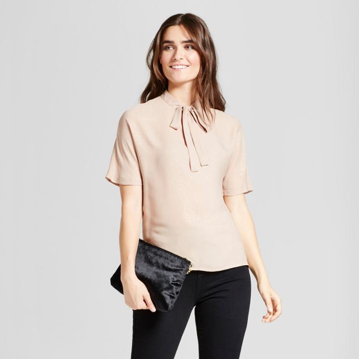 Layered With Love Women's Short Sleeve Printed Foil Sparkle Blouse - Layered With