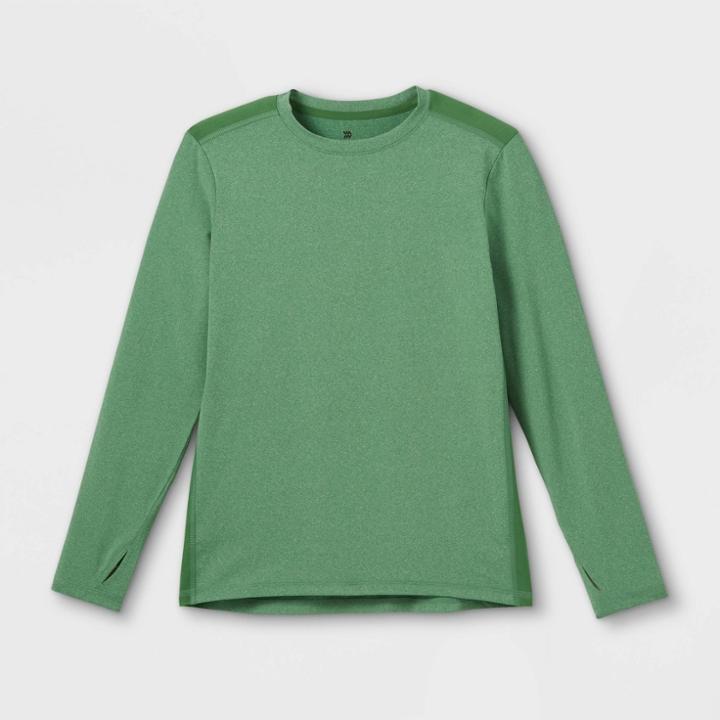 Boys' Long Sleeve Soft Gym T-shirt - All In Motion Green