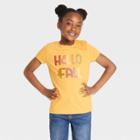 Girls' 'hello Fall' Short Sleeve T-shirt - Cat & Jack Mustard Yellow