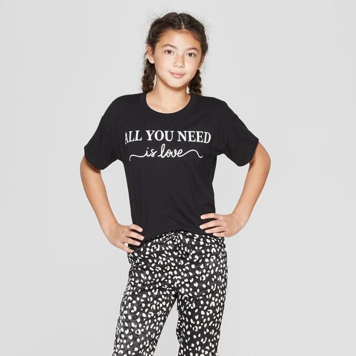 Girls' Short Sleeve Graphic T-shirt - Art Class Black