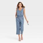 Women's Sleeveless Tie Shoulder Jumpsuit - A New Day Blue