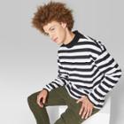 Men's Striped Long Sleeve Mock Neck T-shirt - Original Use White