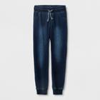 Boys' Adaptive Knit Dark Wash Denim Jogger Pants - Cat & Jack Blue