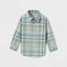 Toddler Boys' Plaid Poplin Long Sleeve Button-down Shirt - Cat & Jack 12m,