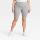 Women's Plus Size High-waist Cotton Blend Seamless 7 Inseam Bike Shorts - A New Day Heather Gray