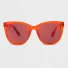 All In Motion Women's Matte Plastic Cateye Sunglasses With Orange Polarized Lenses - All In