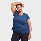 Women's Plus Size Cap Sleeve Perforated T-shirt - All In Motion Blue 1x, Women's,