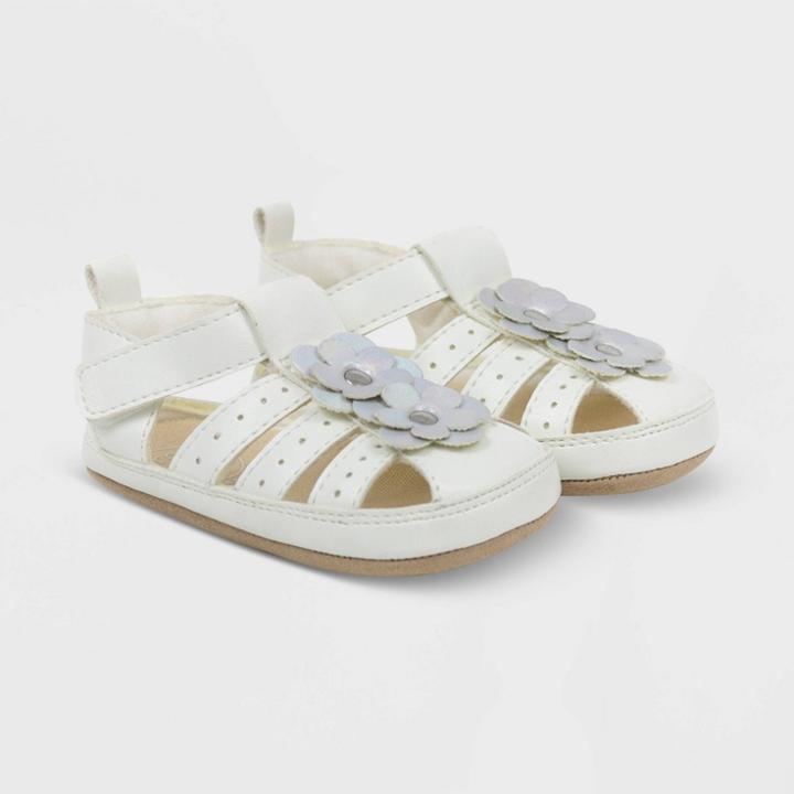 Baby Girls' Ro+me By Robeez Flower Sandals - 6-12m, Grey/white