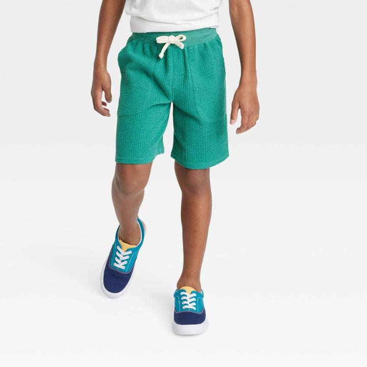 Boys' Waffle Knit 'above The Knee' Pull-on Shorts - Cat & Jack Dark Green