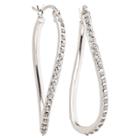 Target Twist Hoop Earrings With Diamond Accents In Sterling