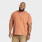 Men's Tall Standard Fit Short Sleeve Henley Shirt - Goodfellow & Co Apricot Orange
