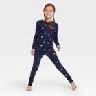 No Brand Kids' Valentine's Day Heart Print Matching Family Pajama Set - Navy