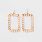 Square Wood Beaded Statement Earrings - A New Day Beige