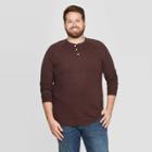 Men's Big & Tall Regular Fit Long Sleeve Jersey Henley Shirt - Goodfellow & Co Oxford Brown