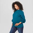 Maternity Voluminous Long Sleeve Top - Isabel Maternity By Ingrid & Isabel Teal (blue)