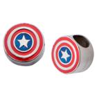 Marvel Captain America And The Avengers Logo Stainless Steel Bead Charm, Adult Unisex