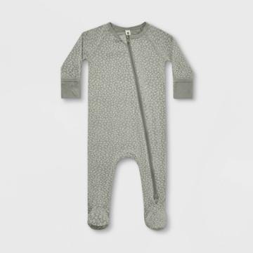 Q By Quincy Mae Baby Rayon From Bamboo Zipper Footed Pajama - Slate Green