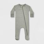 Q By Quincy Mae Baby Rayon From Bamboo Zipper Footed Pajama - Slate Green