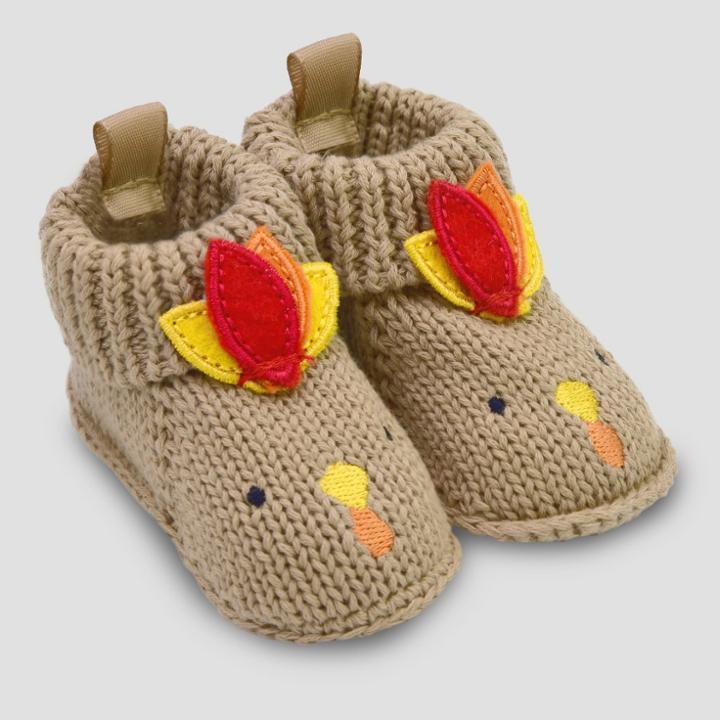 Baby's Knitted Turkey Slipper - Just One You Made By Carter's Tan 0-12m, Infant Unisex