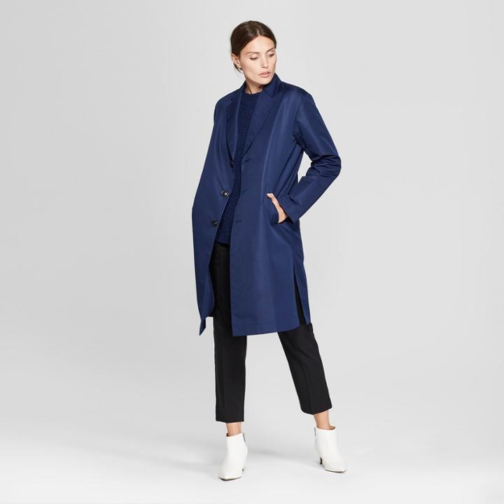 Women's Long Sleeve Trench Coat - Prologue Navy
