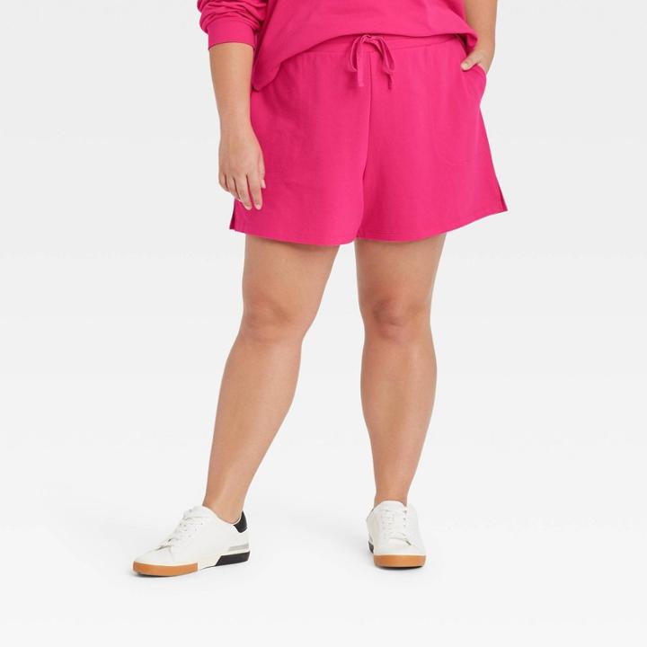 Women's Plus Size Leisure Shorts - Ava & Viv Pink X