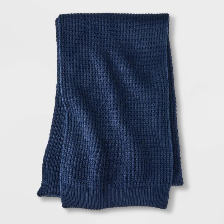 Men's Waffle Knit Scarves - Goodfellow & Co Dark Blue