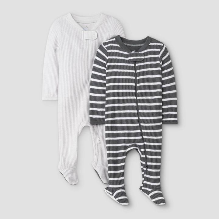 Baby Boys' 2pc Waffle Sleep N' Play With Mitten Cuffs - Cloud Island Gray
