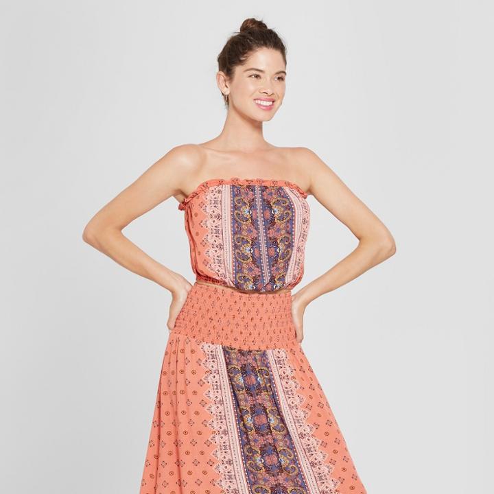 Women's Striped Bandeau Tube Top - Xhilaration Orange