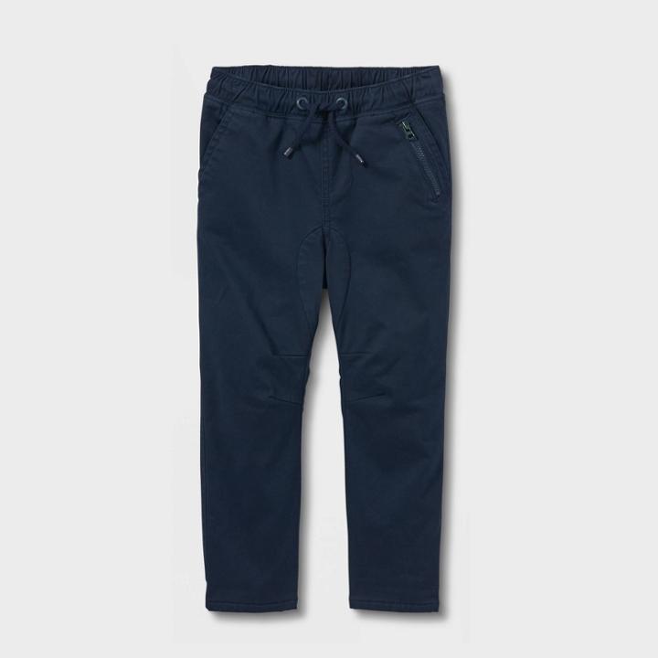 Toddler Boys' Fleece Lined Woven Pull-on Pants - Cat & Jack Navy Blue