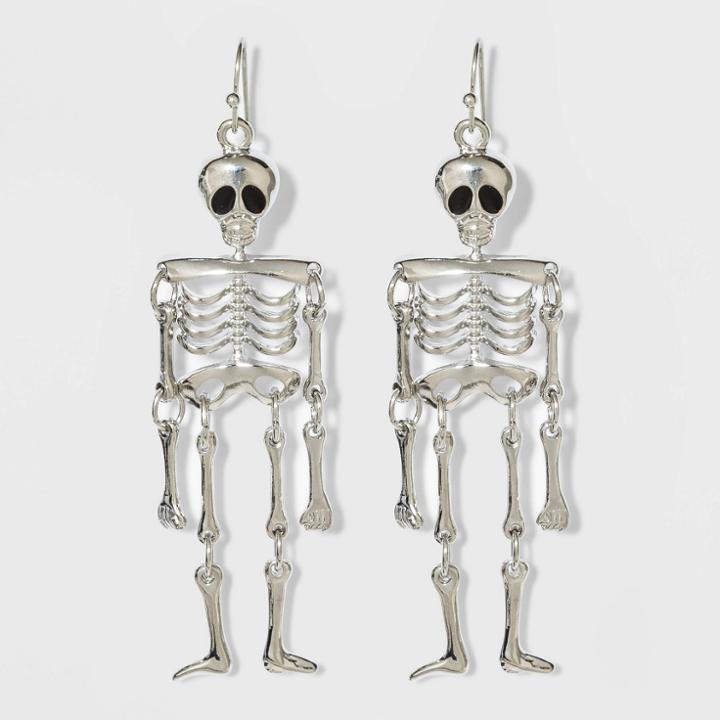 Distributed By Target Mobile Section Skeleton Drop Earrings - Rhodium, Women's, Size: