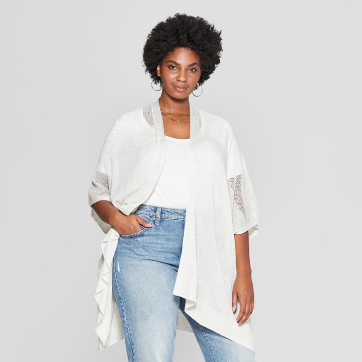 Women's Knitted Wrap Jacket Ruana - A New Day Gray