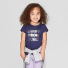Toddler Girls' Short Sleeve 'raised By Strong Women' Graphic T-shirt - Cat & Jack Navy
