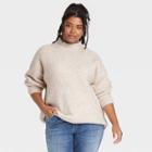 Women's Plus Size Mock Turtleneck Trek Pullover Sweater - Universal Thread Cream