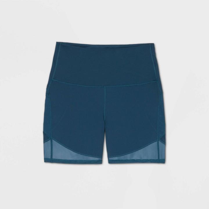 Women's Plus Size High-rise Contour Curvy Bike Shorts 7 - All In Motion Teal