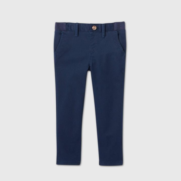 Toddler Boys' Stretch Uniform Straight Fit Pants With Rib Waistband - Cat & Jack Navy