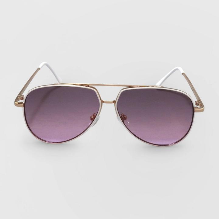 Women's Aviator Metal Silhouette Sunglasses - Wild Fable Gold, Women's, Size: Small, Gold/grey