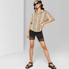 Women's High-rise Mesh Detail Bike Shorts - Wild Fable Black