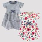 Touched By Nature Baby Girls' 2pk Striped & Floral Organic Cotton Dress - Blue/pink
