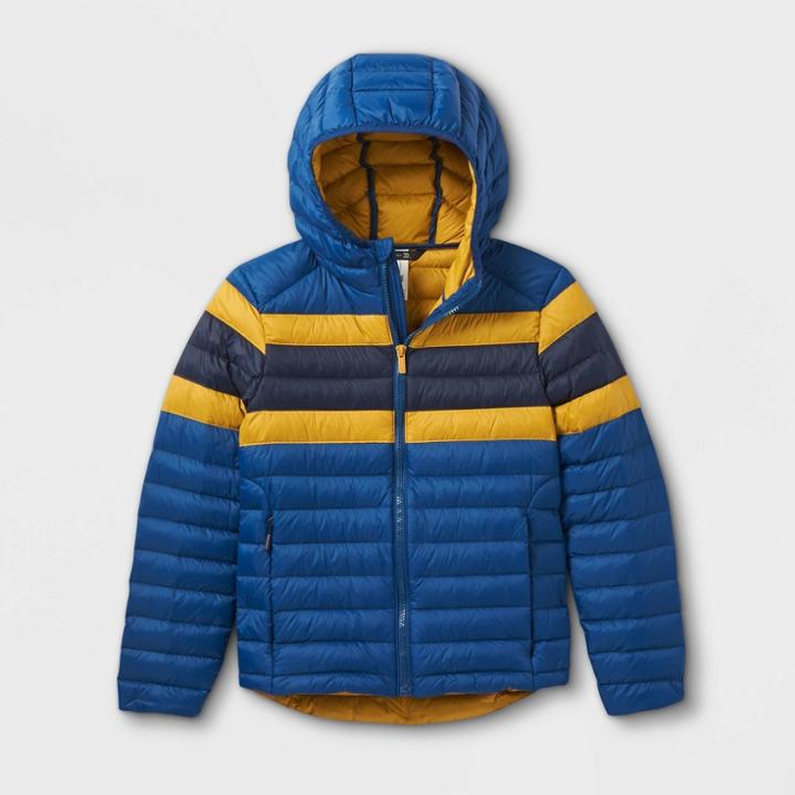 Boys' Packable Hooded Puffer Jacket - All In Motion Navy