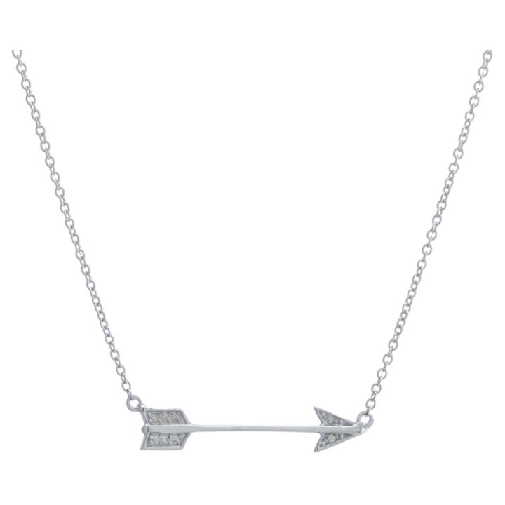 Distributed By Target Women's Sterling Silver Cubic Zirconia Arrow Necklace