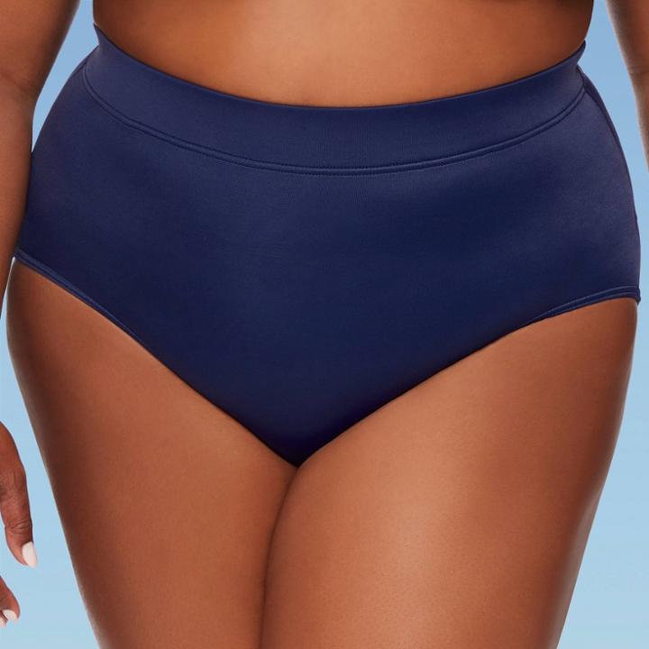 Women's Plus Size Slimming Control High Waist Bikini Bottom - Dreamsuit By Miracle Brands Navy 16w, Women's, Blue